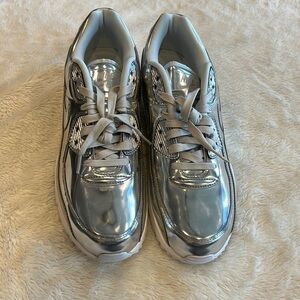 Nike | Air Max 90s Metallic Silver Leather Sneaker Women's Size 14 NWOT